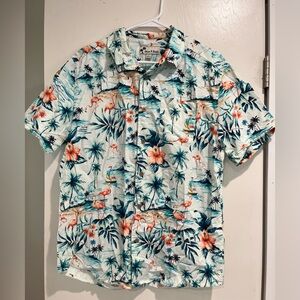 🎉HP🎉 Oliver & Burke Hawaiian Men's Flamingo Button Up Short Sleeve Shirt